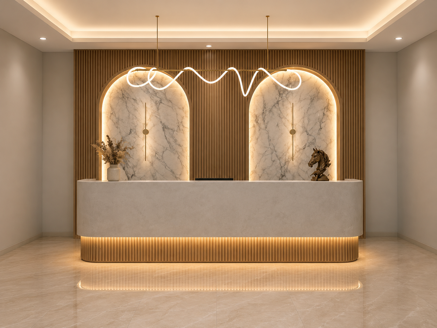 Arched Marble Backlit Luxury Reception