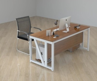 Walnut & White Frame L-Shape Desk