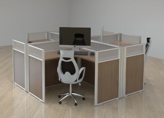 4-Seater Cluster Workstation with Privacy Panels