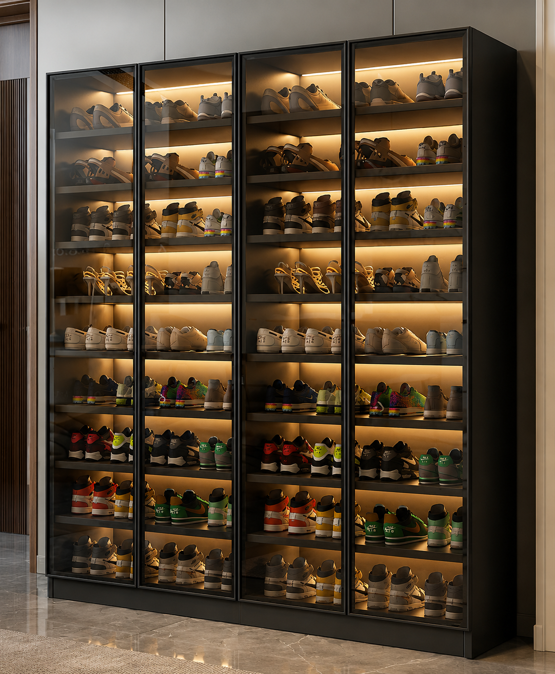 Smoked Glass Illuminated Sneaker Display