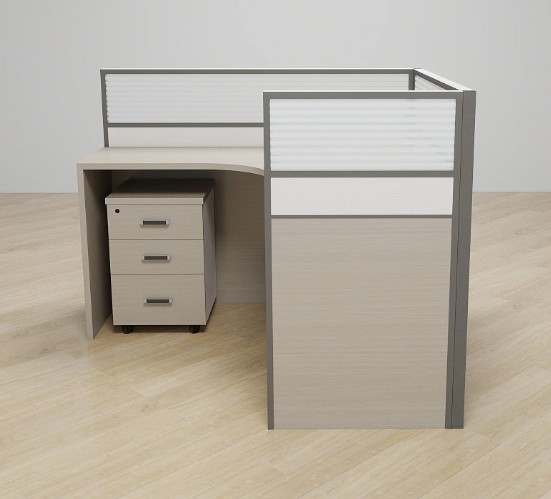 Light Oak Workstation with Mobile Pedestal