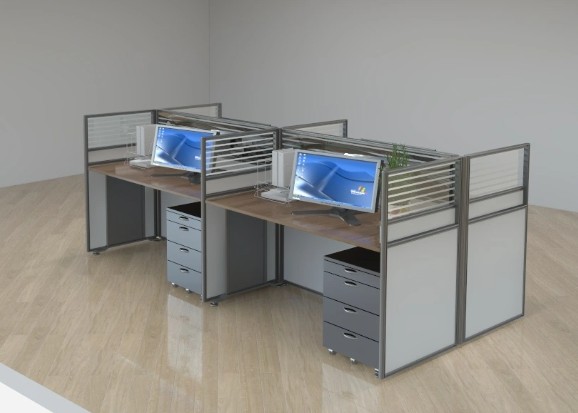4-Seater Cubicle Workstation with Pedestals
