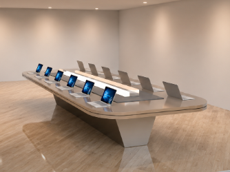 Curved Tech Conference Table with Monitors