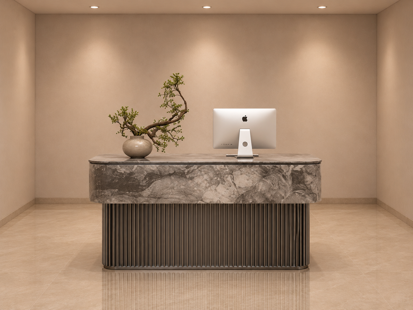 Curved Grey Marble Executive Reception