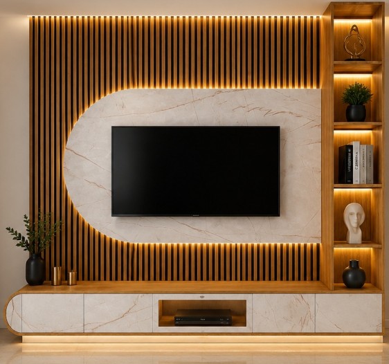 Champagne Fluted TV Unit